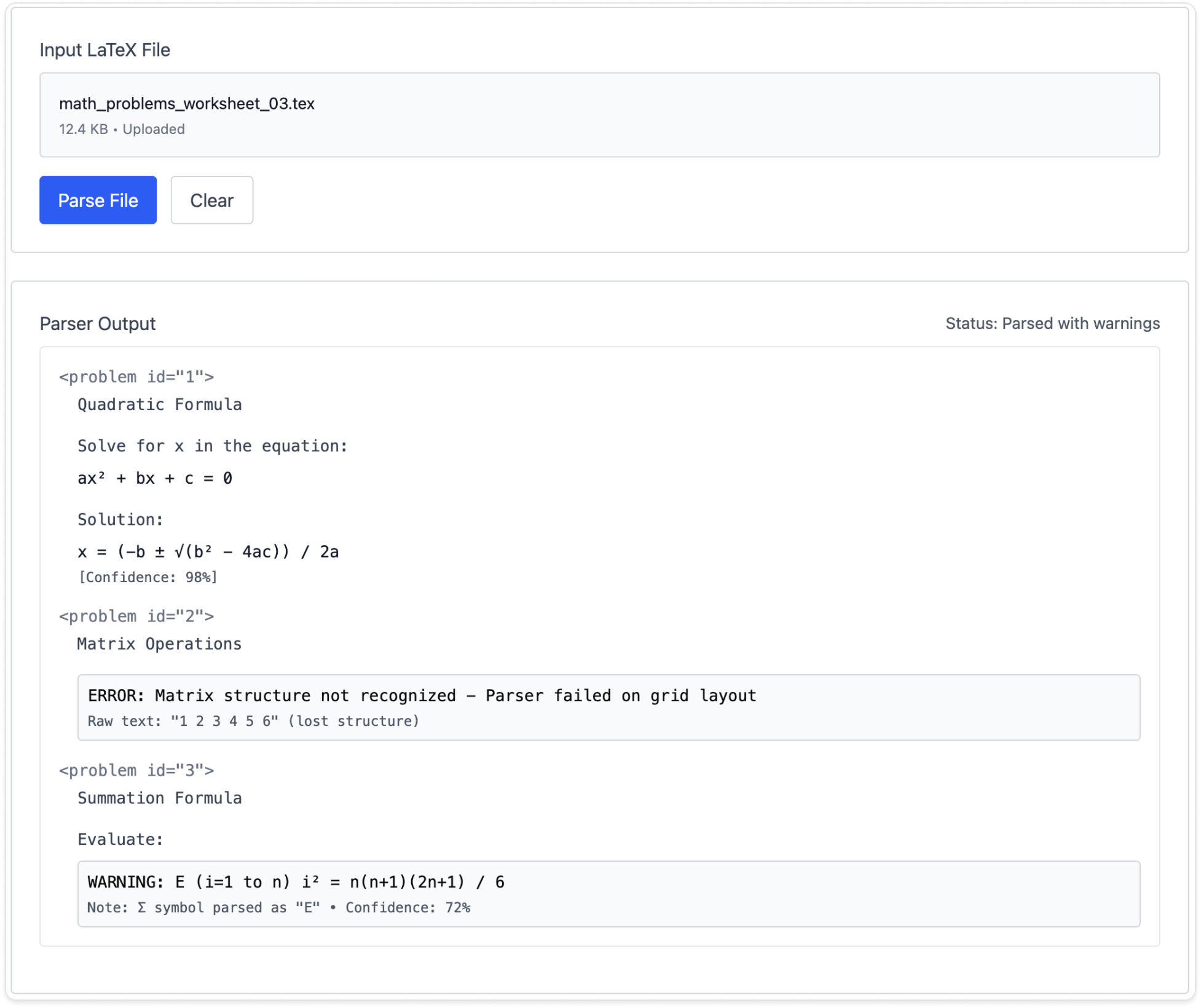 React prototype integrated with parser API